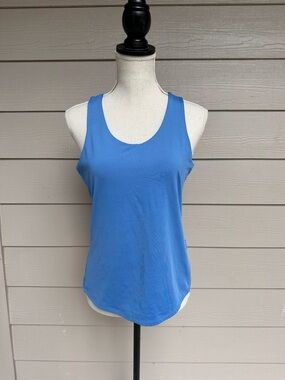 Lucky In Love Womens Tennis Blue Racerback Activewear Tank Top Size Large (A46)
